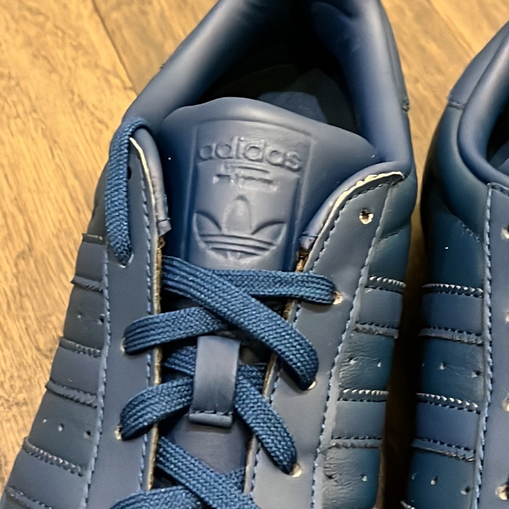 Adidas Superstar Glossy Toe leather Shoes Sneakers new blue S76723 Women’s Sizes - Picture 5 of 14